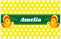 Thumbnail for Personalized Bugs Placemat I - Yellow Polka Dots - Butterfly -  View