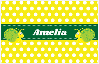 Thumbnail for Personalized Bugs Placemat I - Yellow Polka Dots - Snail -  View