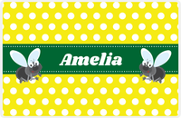 Thumbnail for Personalized Bugs Placemat I - Yellow Polka Dots - Fly -  View