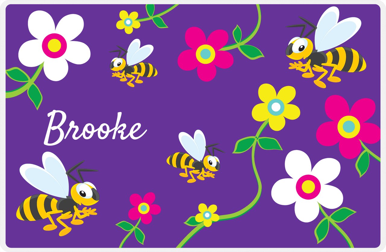 Personalized Bugs Placemat II - Purple Background - Hornets -  View