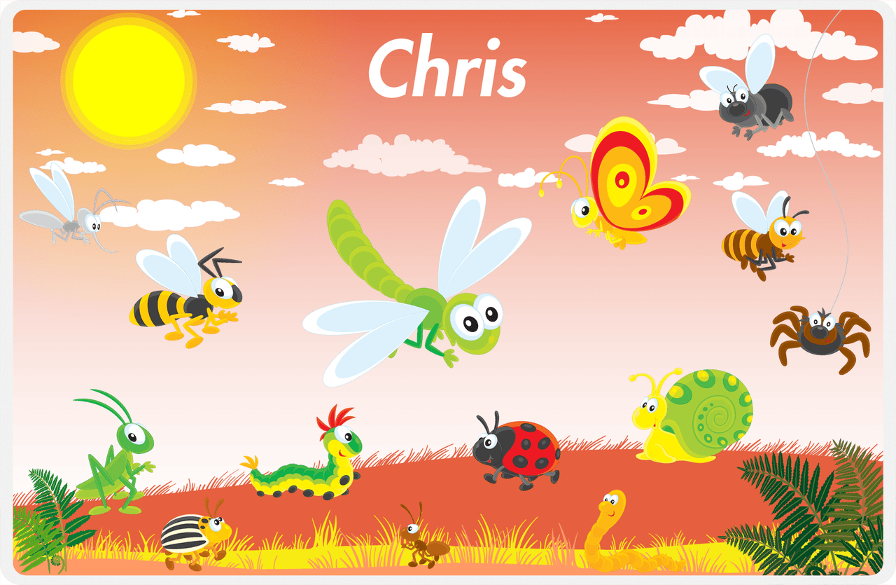 Personalized Bugs Placemat III - Orange Background -  View