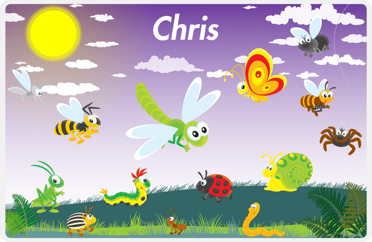 Personalized Bugs Placemat III - Purple Background -  View