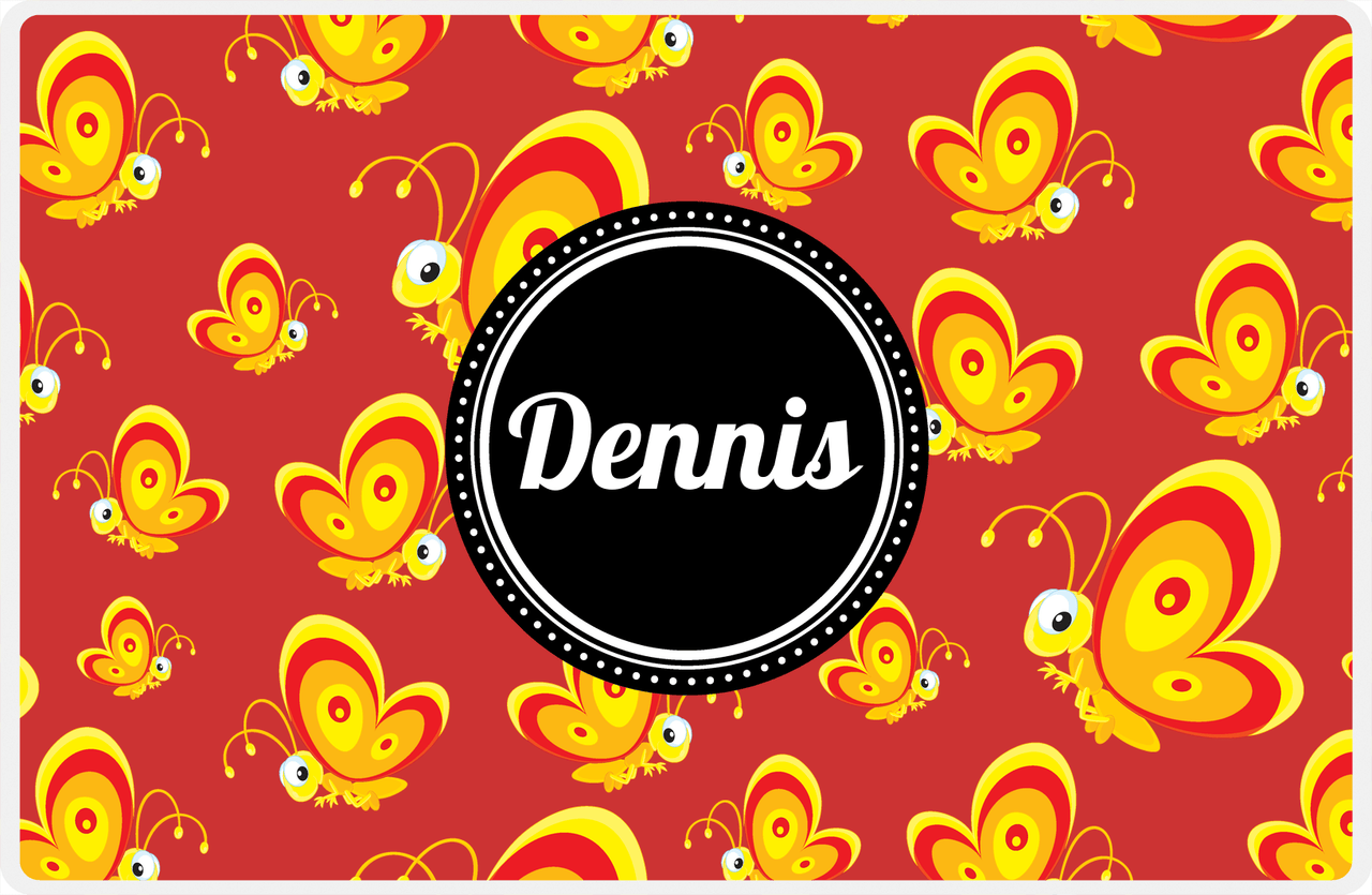 Personalized Bugs Placemat IV - Red Background - Butterflies -  View