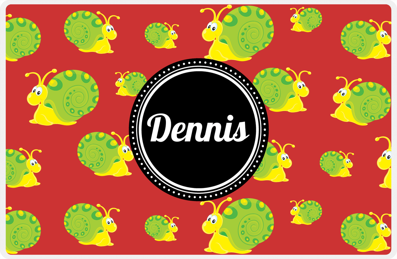 Personalized Bugs Placemat IV - Red Background - Snails -  View