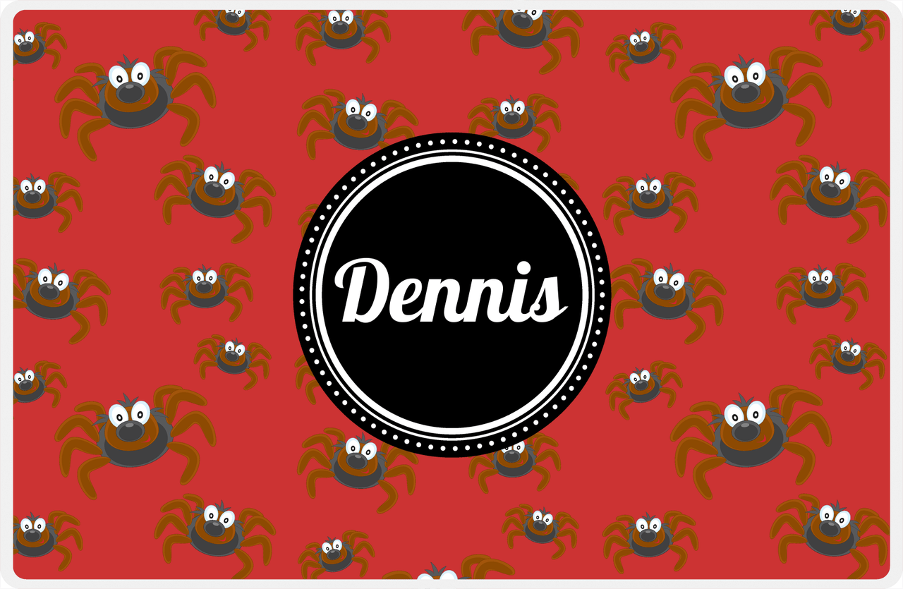 Personalized Bugs Placemat IV - Red Background - Spiders -  View