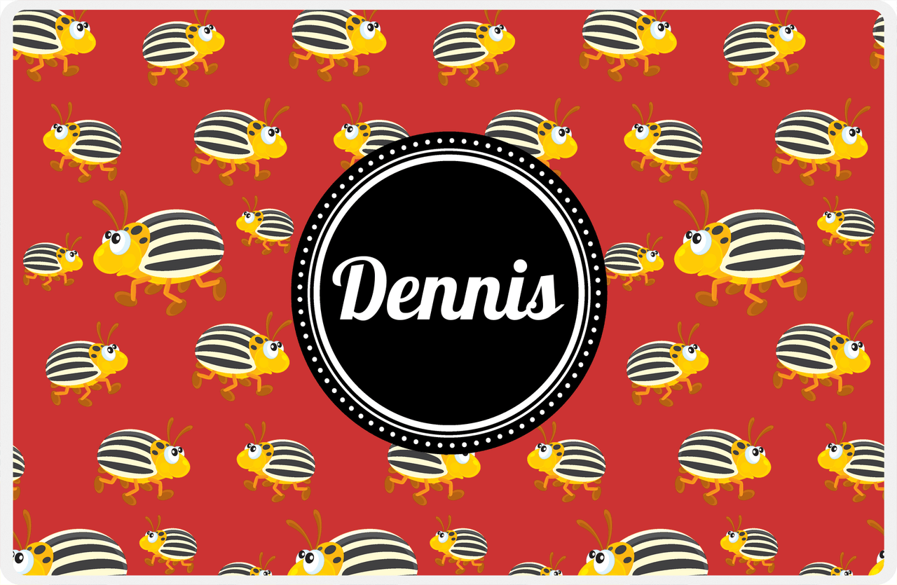 Personalized Bugs Placemat IV - Red Background - Beetles -  View