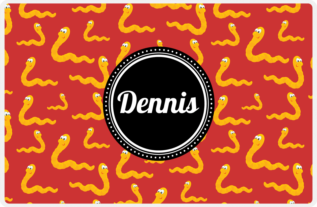Personalized Bugs Placemat IV - Red Background - Worms -  View