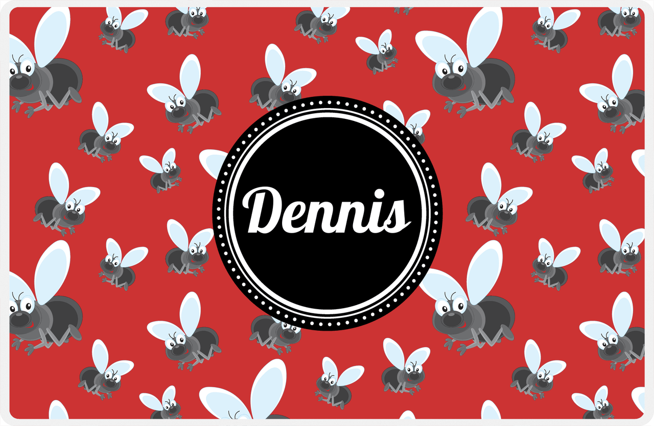 Personalized Bugs Placemat IV - Red Background - Flies -  View