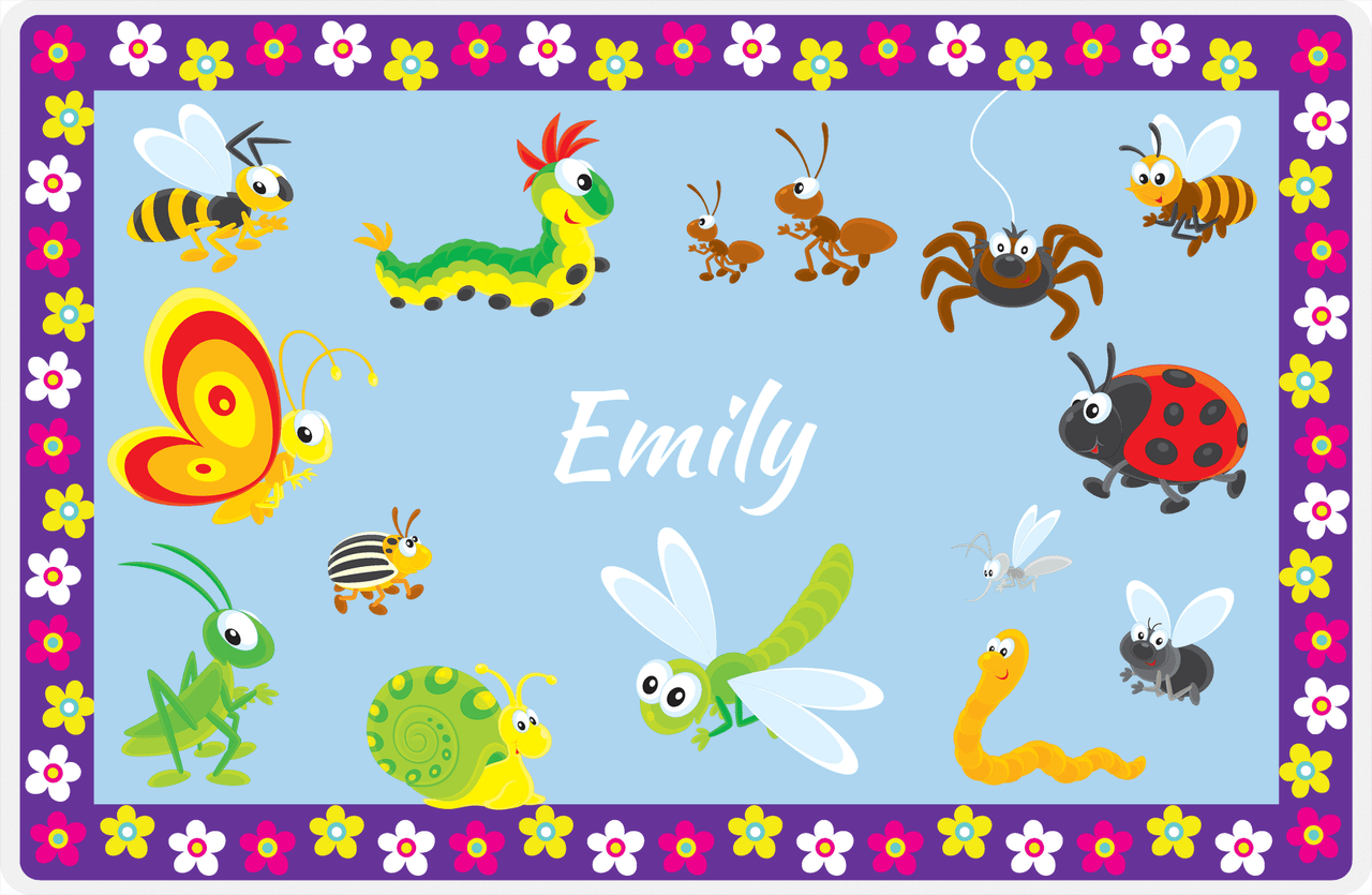 Personalized Bugs Placemat V - Blue Background -  View