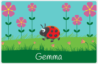 Thumbnail for Personalized Bugs Placemat VI - Teal Background - Ladybug -  View