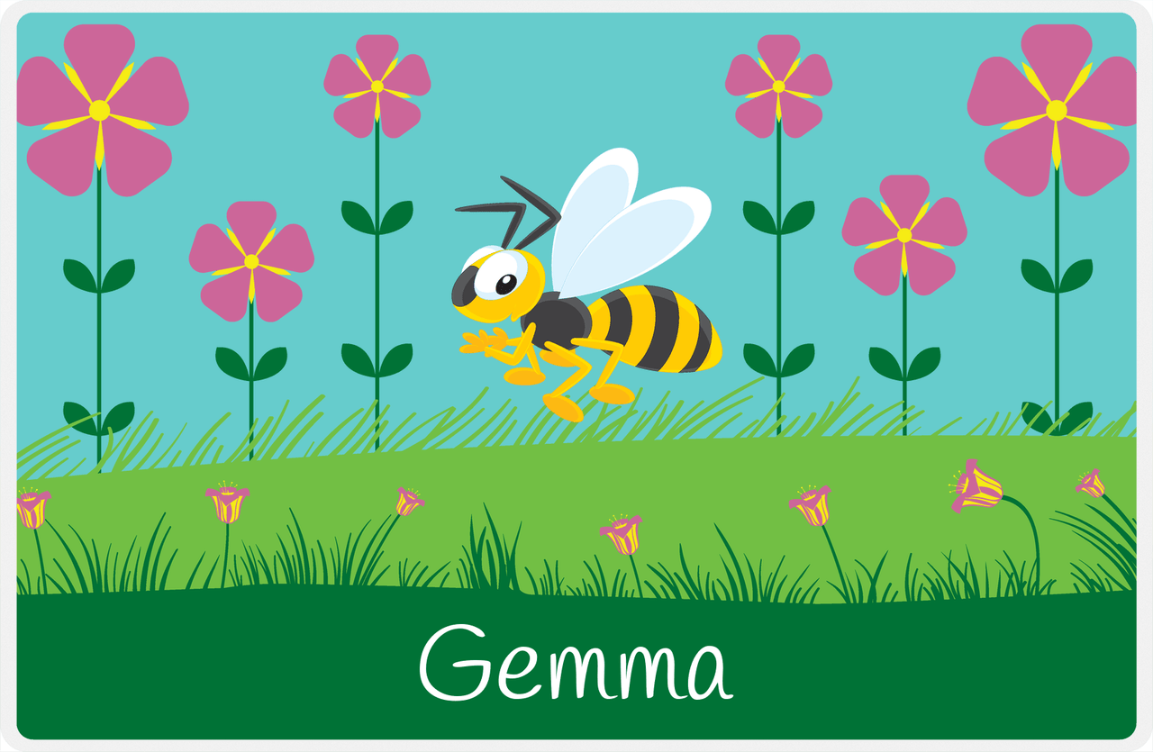 Personalized Bugs Placemat VI - Teal Background - Hornet -  View