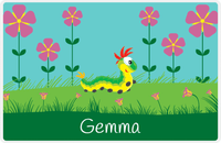 Thumbnail for Personalized Bugs Placemat VI - Teal Background - Caterpillar -  View