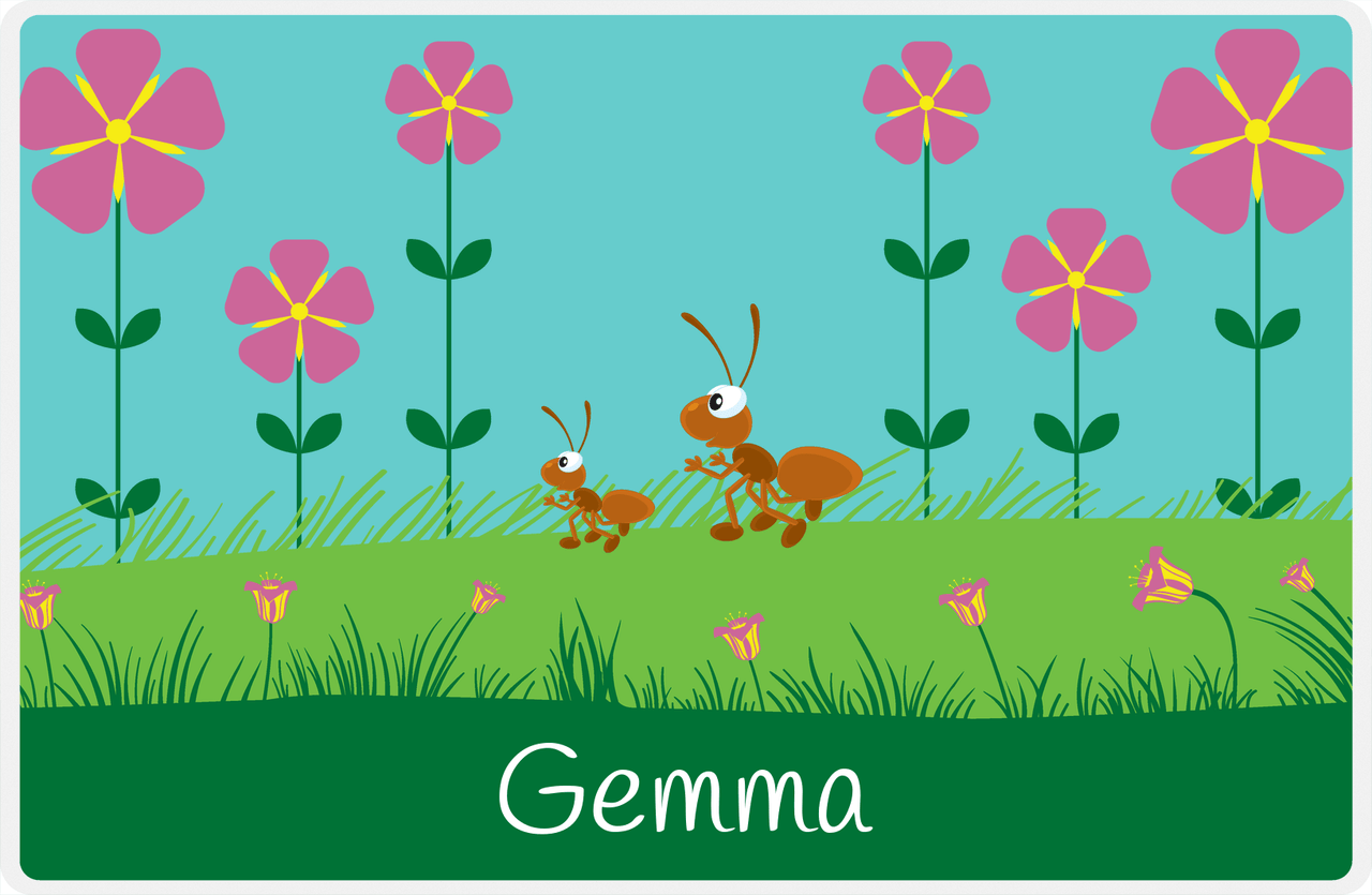 Personalized Bugs Placemat VI - Teal Background - Ant -  View