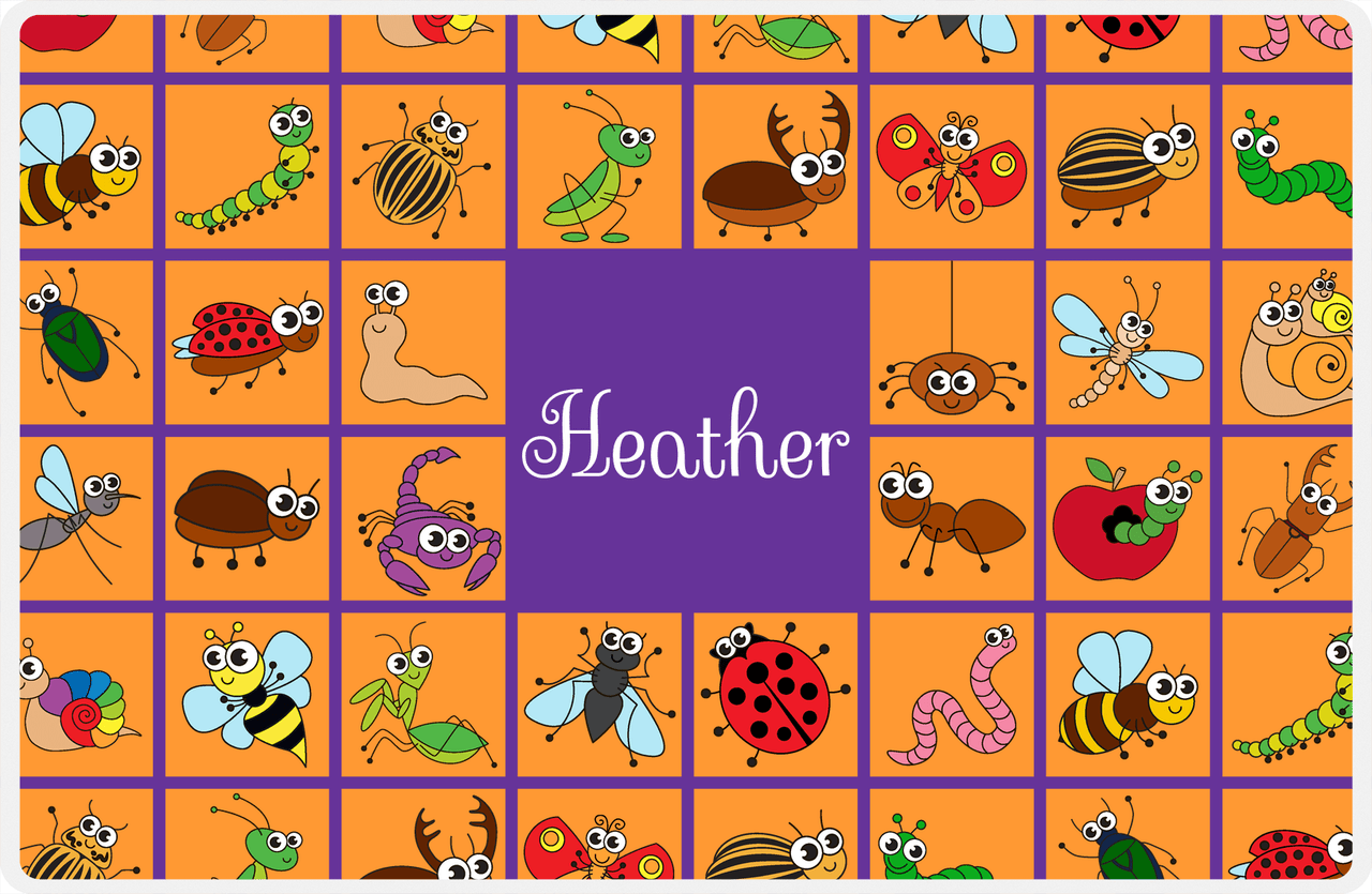 Personalized Bugs Placemat VII - Orange Squares -  View