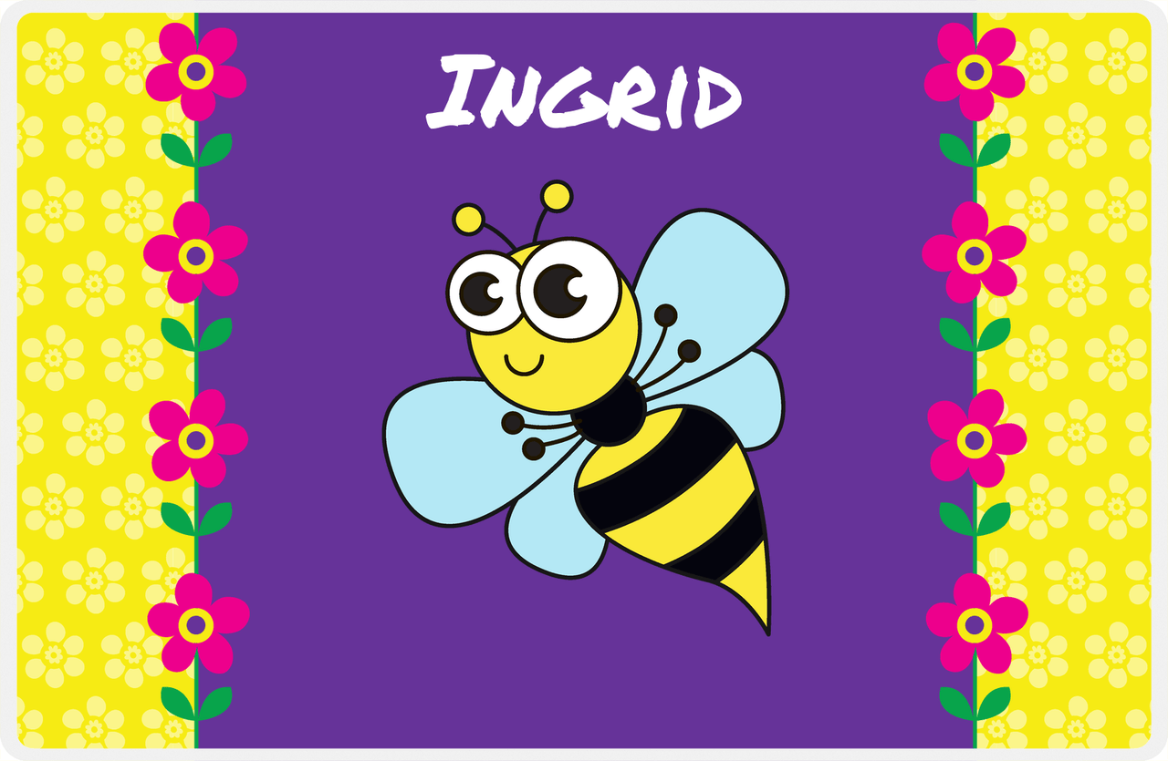 Personalized Bugs Placemat VIII - Purple Background - Hornet -  View