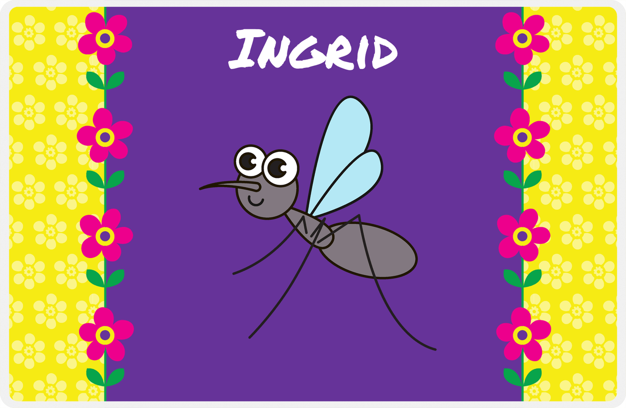 Personalized Bugs Placemat VIII - Purple Background - Mosquito -  View