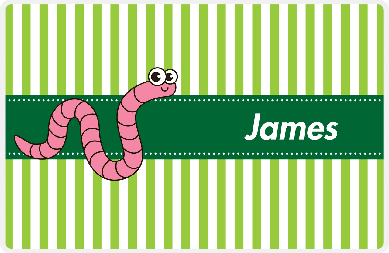 Personalized Bugs Placemat IX - Green Background - Worm -  View