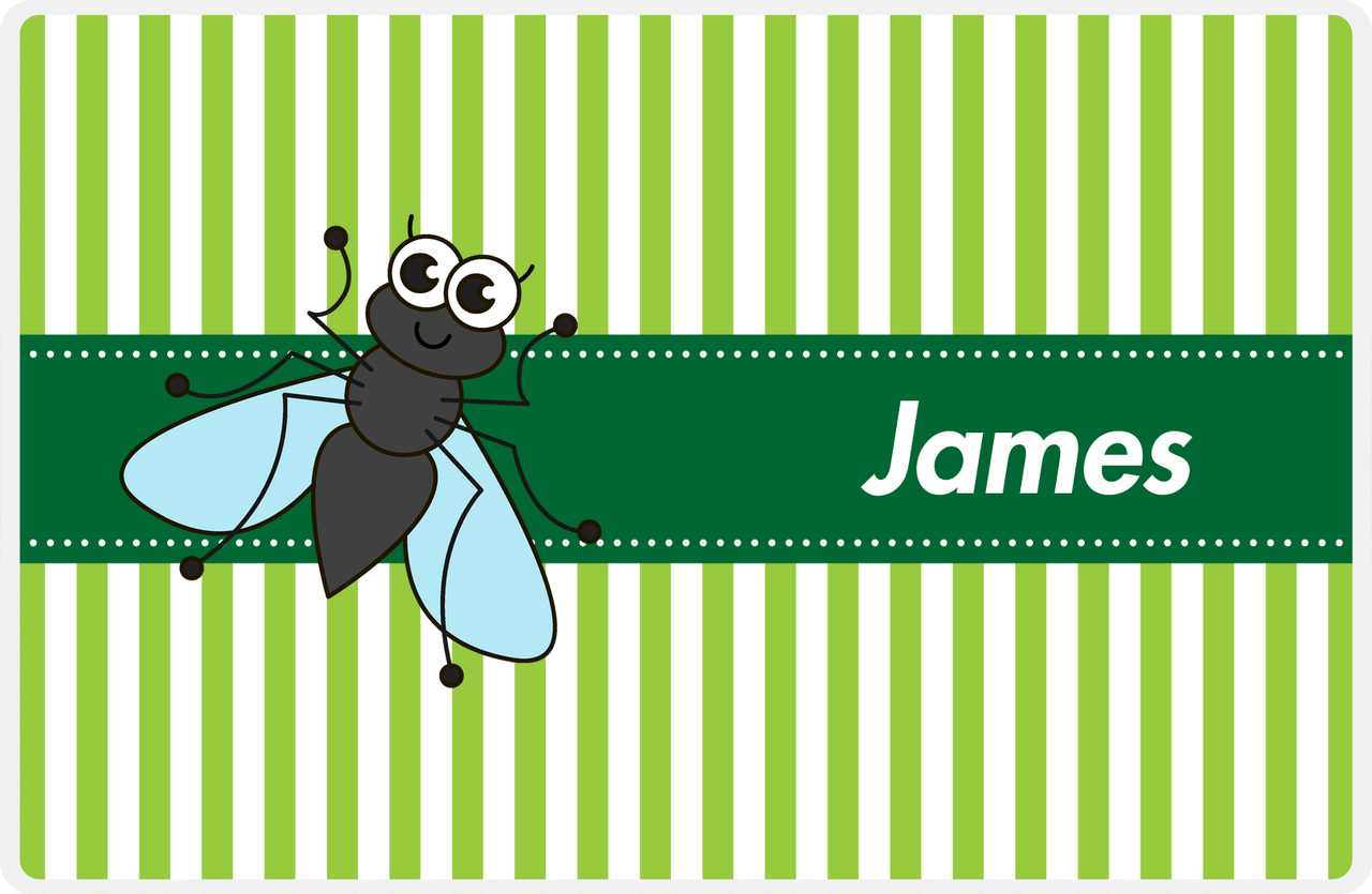 Personalized Bugs Placemat IX - Green Background - Fly -  View