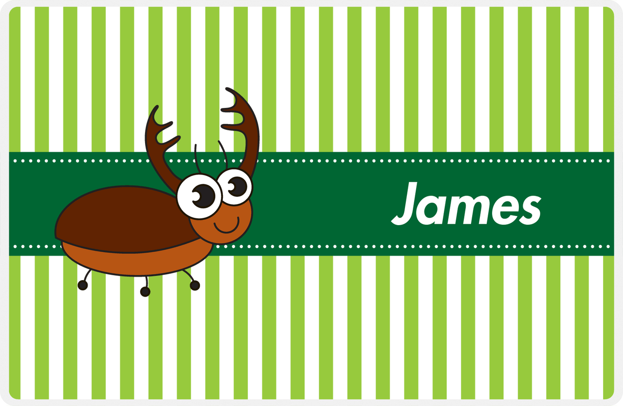 Personalized Bugs Placemat IX - Green Background - Beetle II -  View