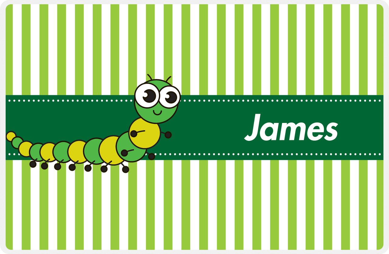 Personalized Bugs Placemat IX - Green Background - Millipede -  View