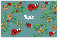 Thumbnail for Personalized Bugs Placemat X - Teal Background - Ladybug -  View