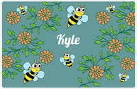 Thumbnail for Personalized Bugs Placemat X - Teal Background - Hornet -  View