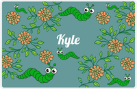 Thumbnail for Personalized Bugs Placemat X - Teal Background - Caterpillar -  View