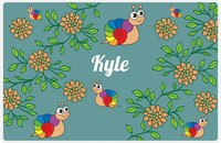 Thumbnail for Personalized Bugs Placemat X - Teal Background - Snail -  View