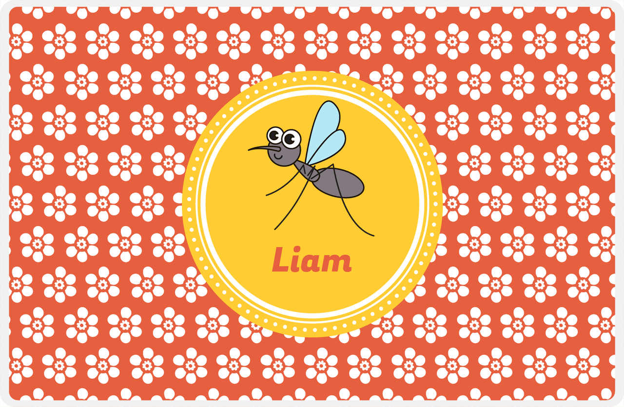 Personalized Bugs Placemat XI - Orange Background - Mosquito -  View