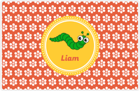 Thumbnail for Personalized Bugs Placemat XI - Orange Background - Caterpillar -  View
