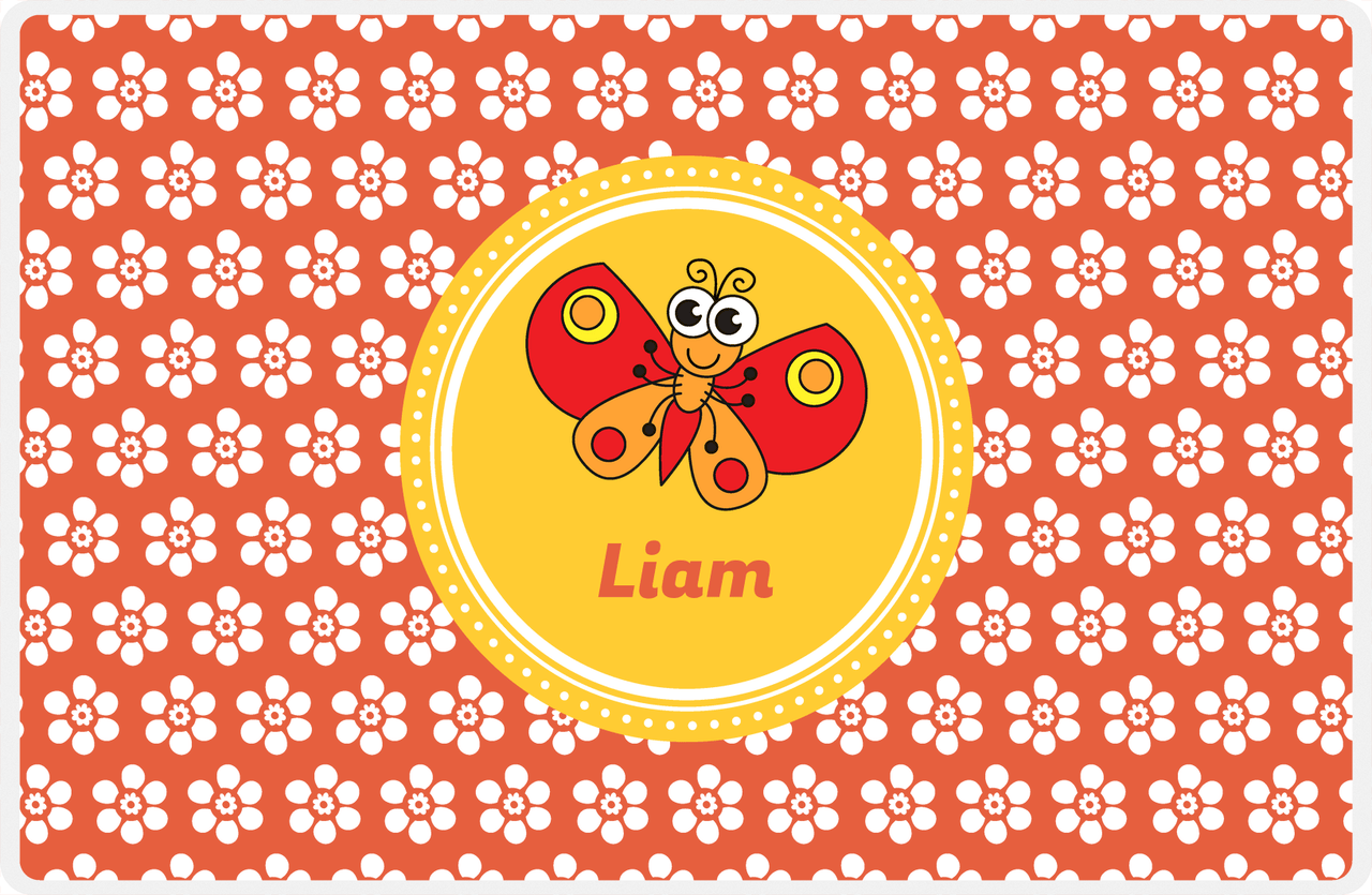 Personalized Bugs Placemat XI - Orange Background - Butterfly -  View