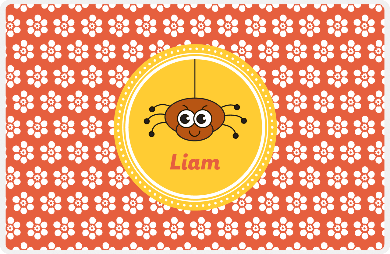 Personalized Bugs Placemat XI - Orange Background - Spider -  View