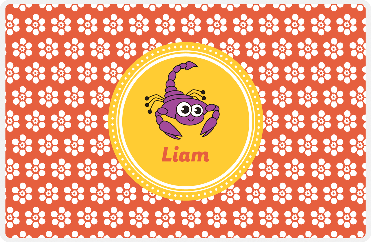 Personalized Bugs Placemat XI - Orange Background - Scorpion -  View