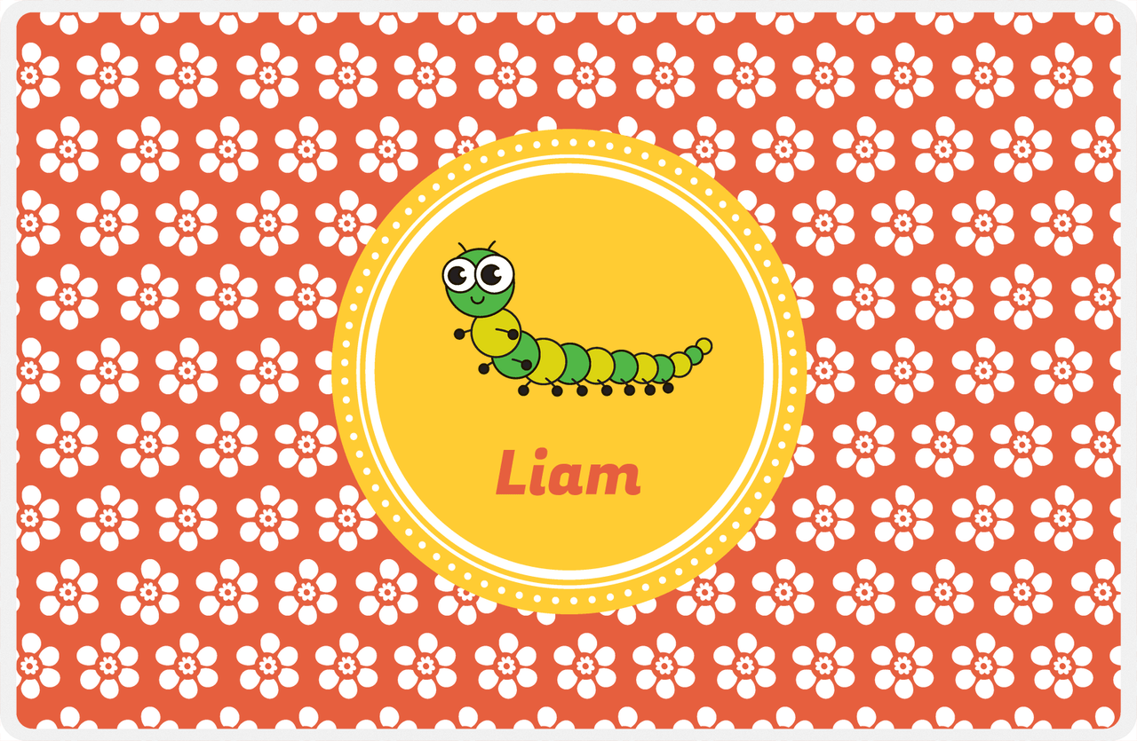 Personalized Bugs Placemat XI - Orange Background - Millipede -  View