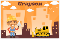 Thumbnail for Personalized Builder Tools Placemat II - City Bulldozer - Brown Hair Boy -  View
