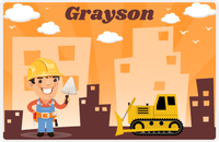 Thumbnail for Personalized Builder Tools Placemat II - City Bulldozer - Black Hair Boy -  View