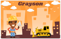 Thumbnail for Personalized Builder Tools Placemat II - City Bulldozer - Black Boy II -  View
