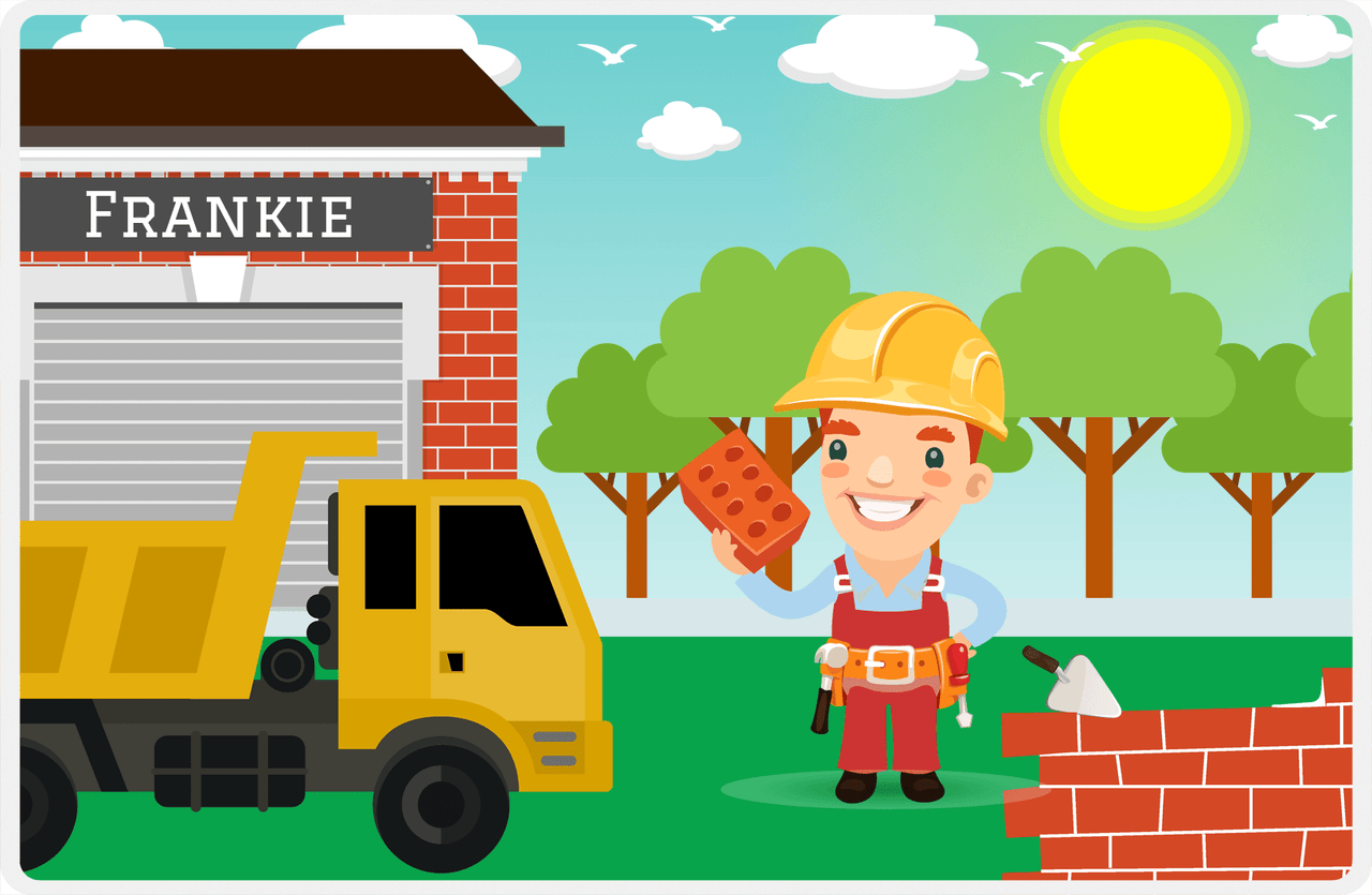 Personalized Builder Tools Placemat V - Brick Builder - Redhead Boy -  View