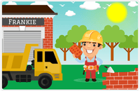 Thumbnail for Personalized Builder Tools Placemat V - Brick Builder - Black Hair Boy -  View
