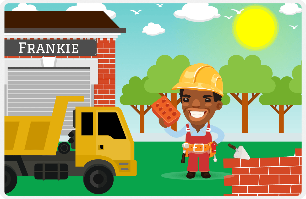 Personalized Builder Tools Placemat V - Brick Builder - Black Boy II -  View