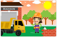 Thumbnail for Personalized Builder Tools Placemat VI - Brick Builder - Asian Girl -  View
