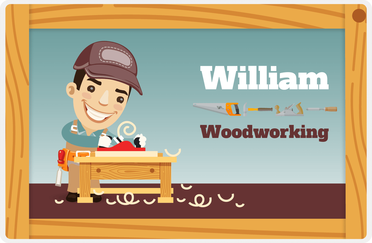 Personalized Builder Tools Placemat VII - Woodworking - Asian Boy -  View