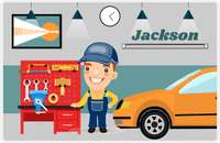 Thumbnail for Personalized Builder Tools Placemat IX - Car Garage - Redhead Boy -  View