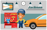 Thumbnail for Personalized Builder Tools Placemat IX - Car Garage - Black Boy I -  View