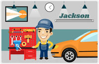 Thumbnail for Personalized Builder Tools Placemat IX - Car Garage - Asian Boy -  View