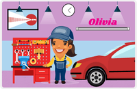 Thumbnail for Personalized Builder Tools Placemat X - Car Garage - Black Girl I -  View