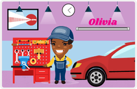 Thumbnail for Personalized Builder Tools Placemat X - Car Garage - Black Girl II -  View