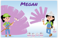 Thumbnail for Personalized Builder Tools Placemat XI - Painting Day - Black Hair Girl -  View