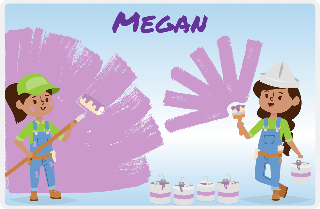 Personalized Builder Tools Placemat XI - Painting Day - Black Girl I -  View