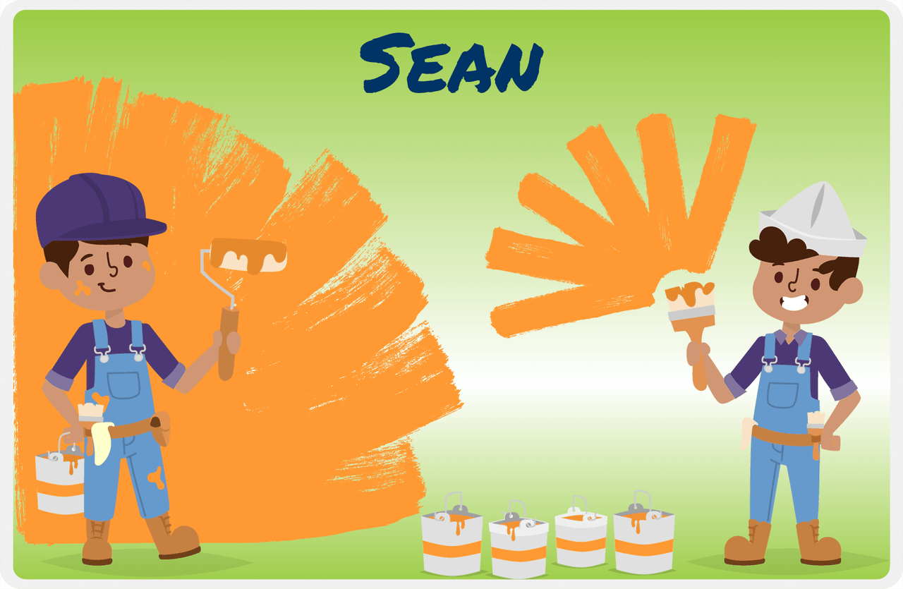 Personalized Builder Tools Placemat XII - Painting Day - Black Boy I -  View